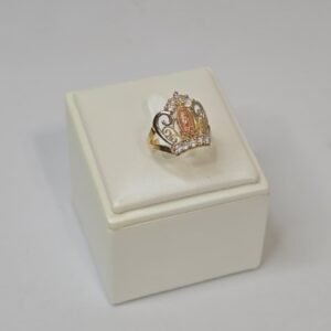 Anillo Dorado Corona Virgen con Circonias