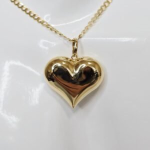 Dije de Corazón "Puffy" en Oro Pulido de Alto Brillo